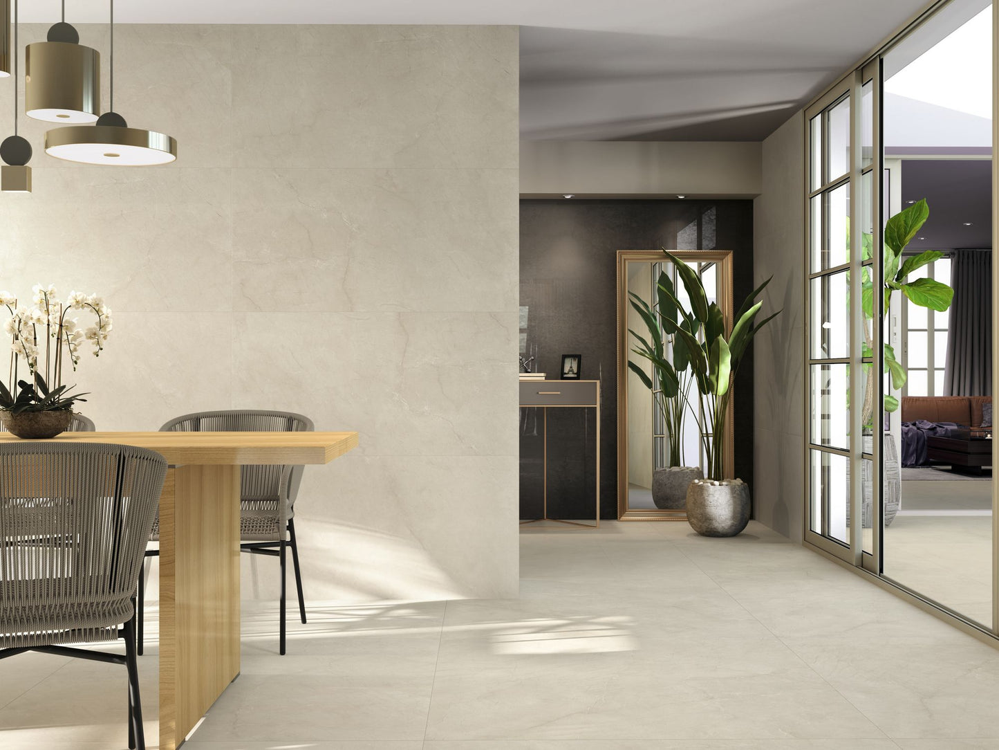 Porcelánico Efecto Mármol Cream Chamber Natural Mate 60x120