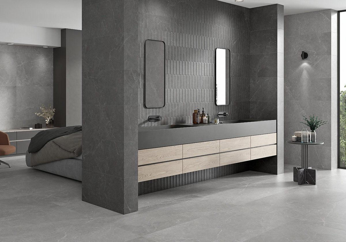 Revestimiento Rectificado 3D 40x120 - Storm Blind Cloud Gris oscuro - Argenta