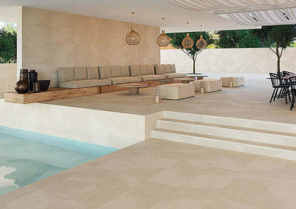 Stromboli Cream Gres Porcelánico 37,5x75 cm Piso Anti-deslizante Para Exteriores y Piscinas